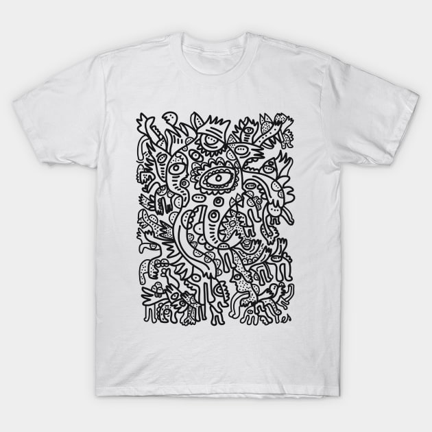 Hydra Street Art Graffiti Black and White T-Shirt by signorino